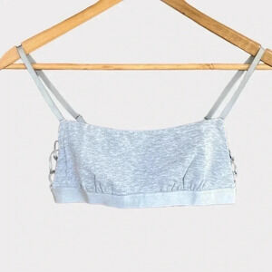 Aerie Square Neck Strappy Side Cut Out Bralette in Gray Size Small